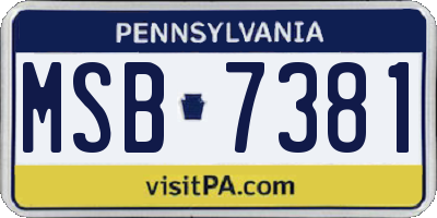 PA license plate MSB7381