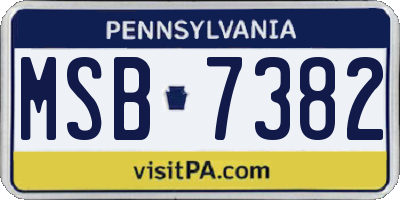 PA license plate MSB7382