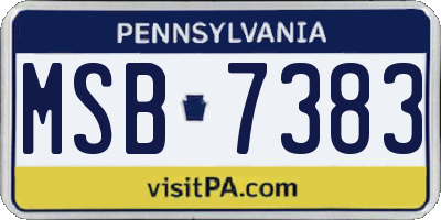 PA license plate MSB7383