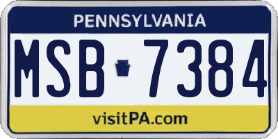 PA license plate MSB7384