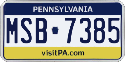 PA license plate MSB7385