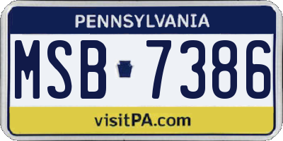 PA license plate MSB7386