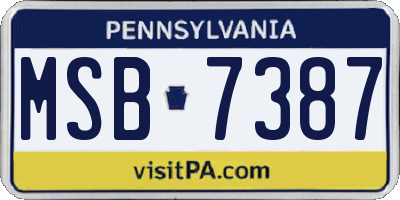PA license plate MSB7387