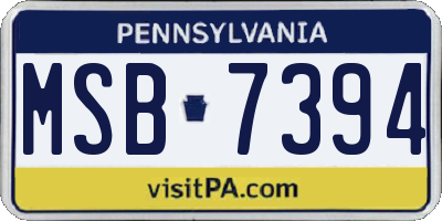 PA license plate MSB7394