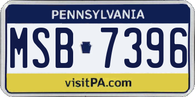 PA license plate MSB7396