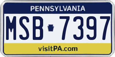 PA license plate MSB7397
