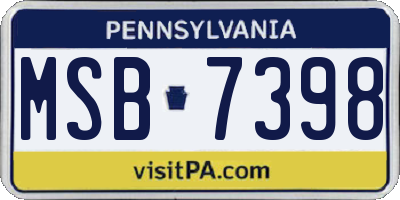 PA license plate MSB7398