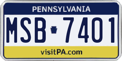 PA license plate MSB7401