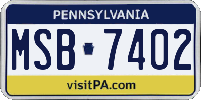 PA license plate MSB7402