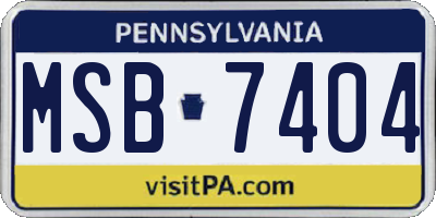 PA license plate MSB7404