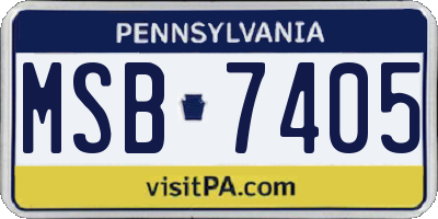 PA license plate MSB7405
