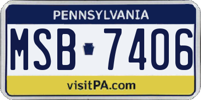 PA license plate MSB7406