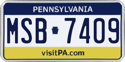 PA license plate MSB7409