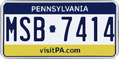 PA license plate MSB7414