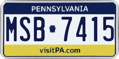 PA license plate MSB7415