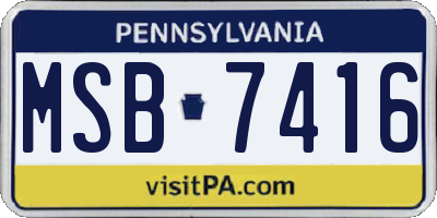 PA license plate MSB7416