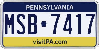PA license plate MSB7417
