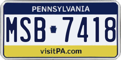 PA license plate MSB7418