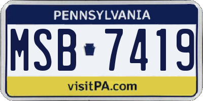 PA license plate MSB7419