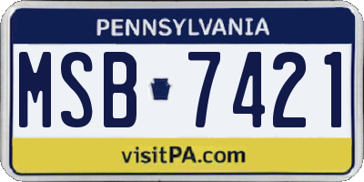 PA license plate MSB7421