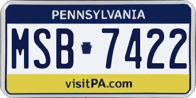 PA license plate MSB7422