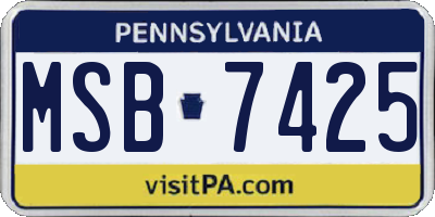 PA license plate MSB7425