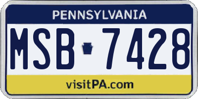PA license plate MSB7428