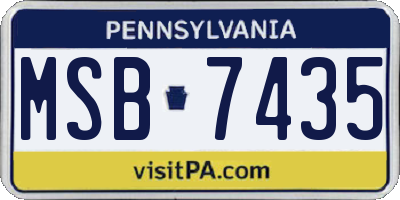 PA license plate MSB7435