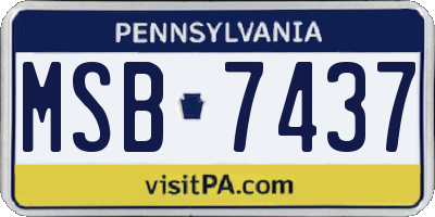 PA license plate MSB7437