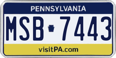 PA license plate MSB7443