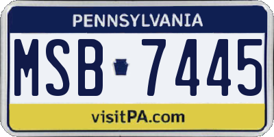 PA license plate MSB7445