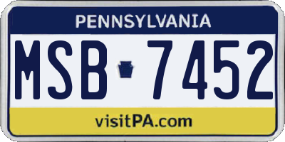 PA license plate MSB7452