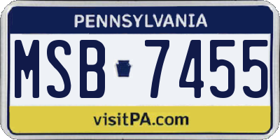 PA license plate MSB7455