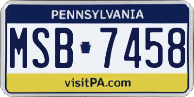 PA license plate MSB7458