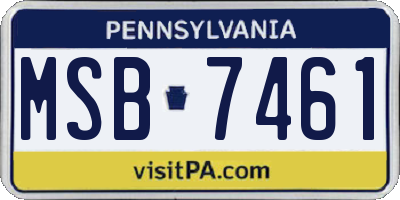 PA license plate MSB7461