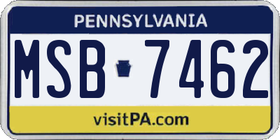 PA license plate MSB7462