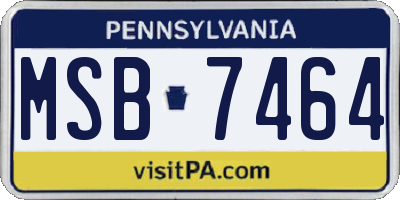 PA license plate MSB7464