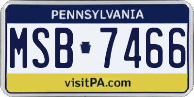 PA license plate MSB7466