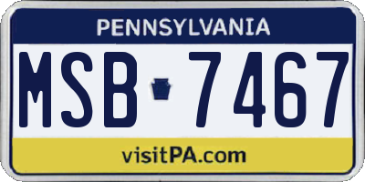 PA license plate MSB7467