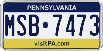 PA license plate MSB7473