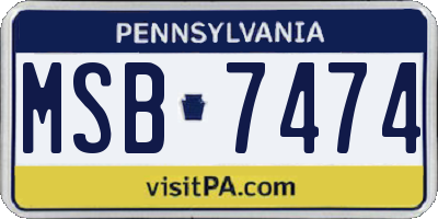 PA license plate MSB7474