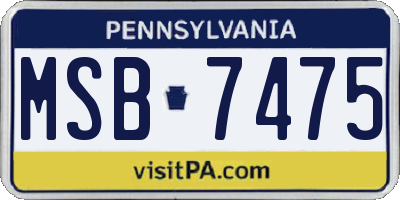 PA license plate MSB7475