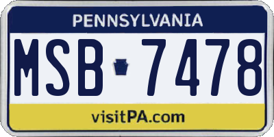 PA license plate MSB7478