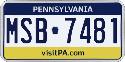 PA license plate MSB7481