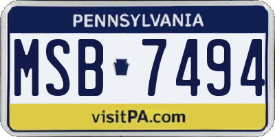 PA license plate MSB7494