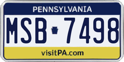 PA license plate MSB7498