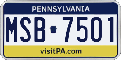PA license plate MSB7501
