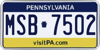 PA license plate MSB7502