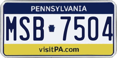PA license plate MSB7504