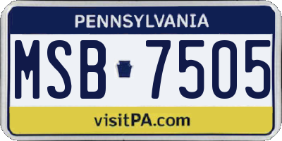 PA license plate MSB7505